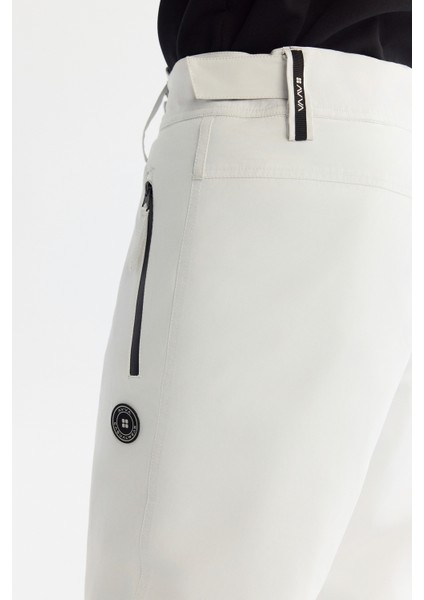 Erkek Beyaz Su İtici Rüzgar Geçirmez Beli Ayarlanabilir Comfort Fit Kayak Pantolonu A42Y3125