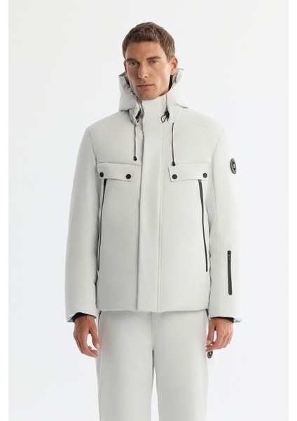 Erkek Beyaz Su İtici Rüzgar Geçirmez Beli Ayarlanabilir Comfort Fit Kayak Pantolonu A42Y3125