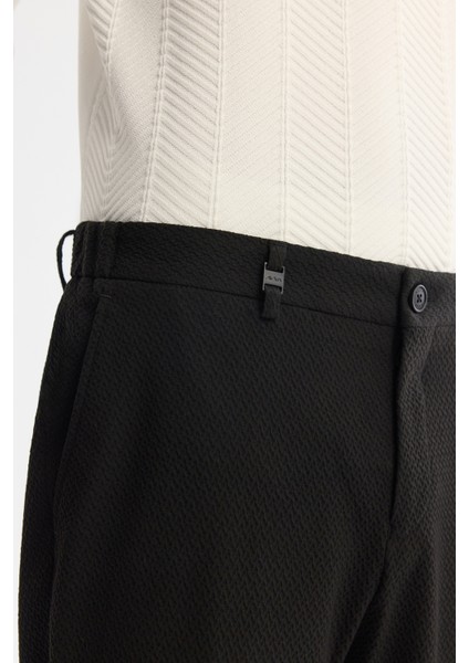 Erkek Siyah Yandan Cepli Dokulu Bi-Stretch Slim Fit Pantolon A42Y3211 fırsatları
