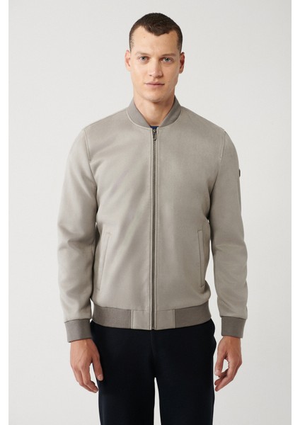 Erkek Açık Gri Bomber Yaka Fermuarlı Süet Mont A32Y6040 fırsatları