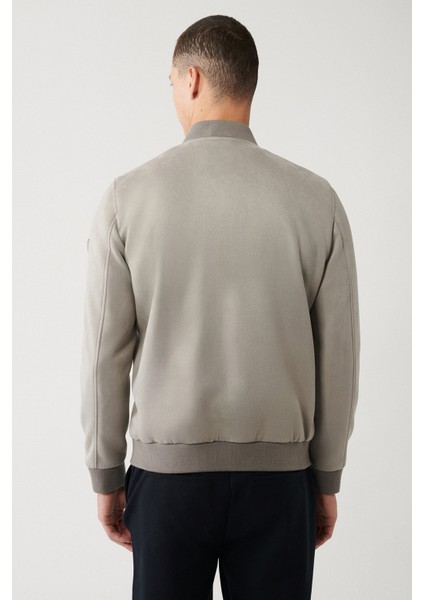 Erkek Açık Gri Bomber Yaka Fermuarlı Süet Mont A32Y6040 indirimleri