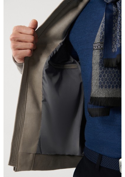 Erkek Açık Gri Bomber Yaka Fermuarlı Süet Mont A32Y6040