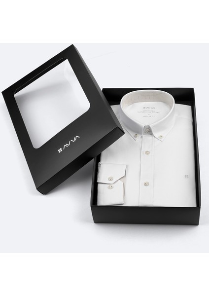 Erkek Beyaz Düğmeli Yaka Hediye Kutulu %100 Pamuk Basic Regular Fit Gömlek B002034 fiyatları