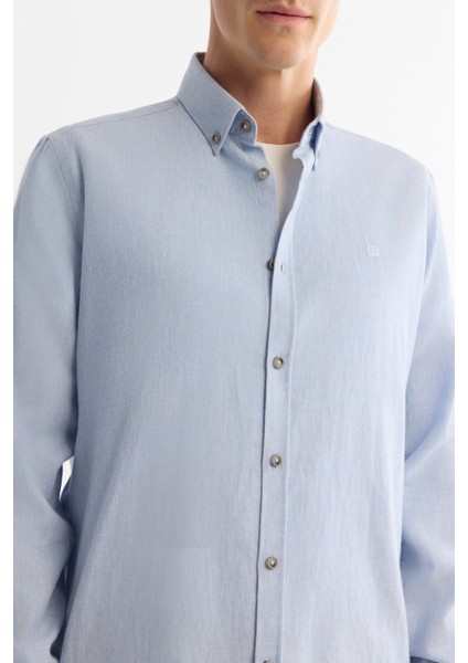 Erkek Açık Mavi Düğmeli Yaka %100 Pamuk Regular Fit Gömlek B002033 fiyatları