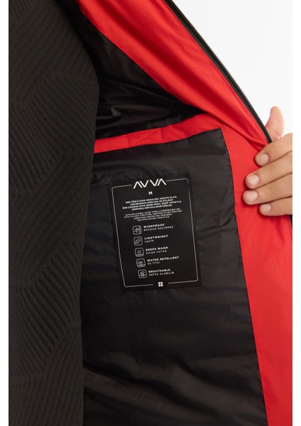 Erkek Kırmızı Kapüşonlu Su İtici Rüzgar Geçirmez -5°C Dayanıklı Şişme Comfort Fit Mont B006046 fırsatları