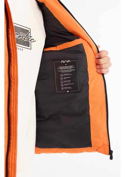 Erkek Turuncu Kapüşonlu Su İtici Rüzgar Geçirmez -5°C Dayanıklı Şişme Comfort Fit Mont B006046 indirimleri