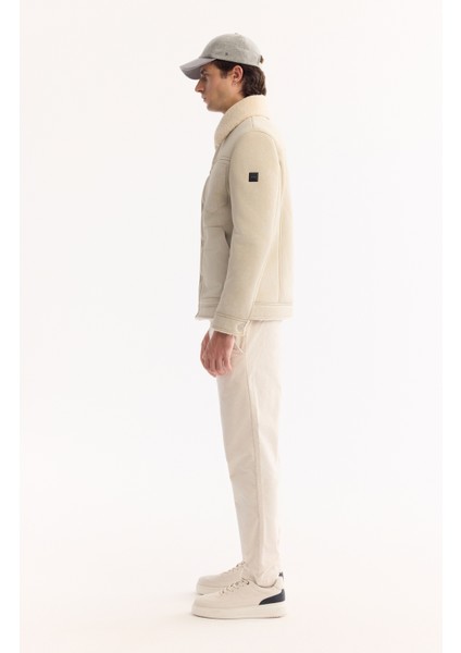 Erkek Ekru Kürklü Yaka Napa Comfort Fit Mont A52Y6057 modelleri