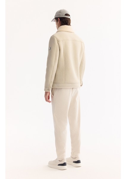 Erkek Ekru Kürklü Yaka Napa Comfort Fit Mont A52Y6057 fırsatları