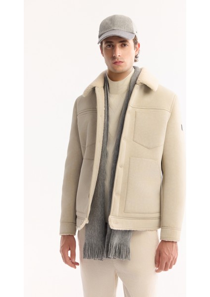 Erkek Ekru Kürklü Yaka Napa Comfort Fit Mont A52Y6057 indirimleri