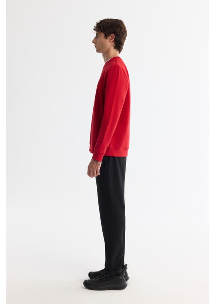 Erkek Kırmızı Bisiklet Yaka Pamuklu Baskılı Elastan Regular Fit Sweatshirt A42Y1227 modelleri