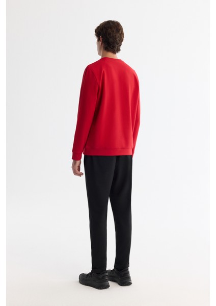 Erkek Kırmızı Bisiklet Yaka Pamuklu Baskılı Elastan Regular Fit Sweatshirt A42Y1227 fırsatları