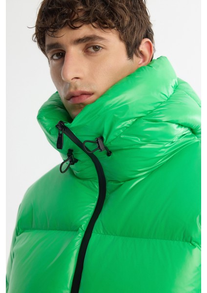 Erkek Yeşil Kapüşonlu Kaz Tüyü Su İtici Rüzgar Geçirmez -20°C Dayanıklı Şişme Mont A42Y6182 fiyatları