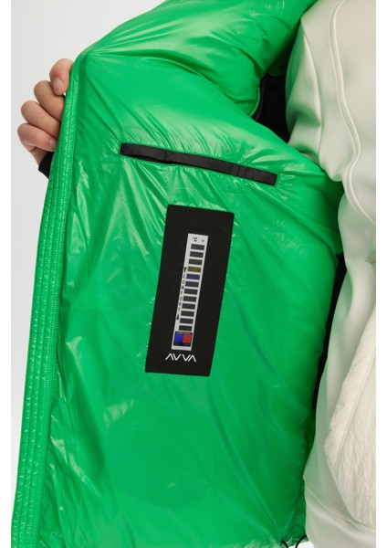 Erkek Yeşil Kapüşonlu Kaz Tüyü Su İtici Rüzgar Geçirmez -20°C Dayanıklı Şişme Mont A42Y6182 modelleri