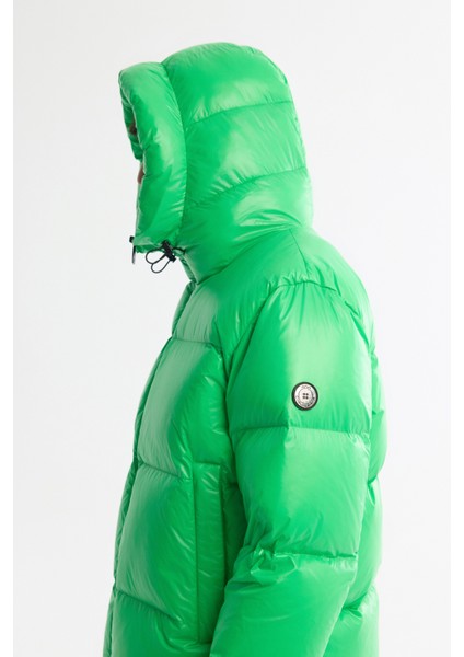 Erkek Yeşil Kapüşonlu Kaz Tüyü Su İtici Rüzgar Geçirmez -20°C Dayanıklı Şişme Mont A42Y6182 indirimleri