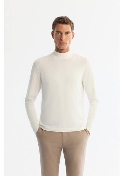 Erkek Ekru Yarım Balıkçı Yaka Rayon Triko Regular Fit Kazak A42Y5100 fiyatları