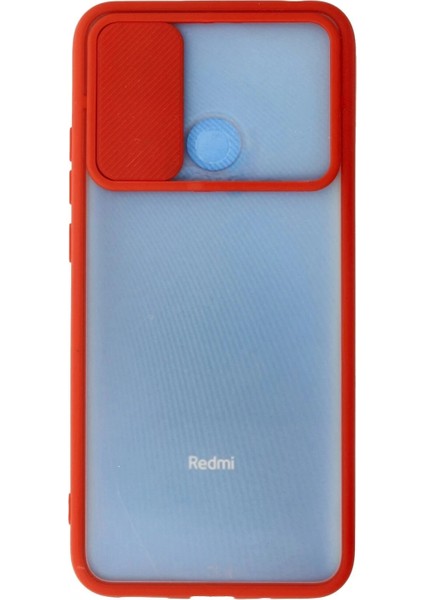 Xiaomi Redmi 9c Kılıf Palm Buzlu Kamera Sürgülü Silikon - Kırmızı modelleri
