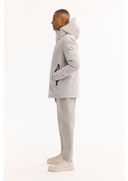 Erkek Açık Gri Kapüşonlu Su İtici Rüzgar Geçirmez -7°C Dayanıklı Regular Fit Mont A52Y6099 modelleri