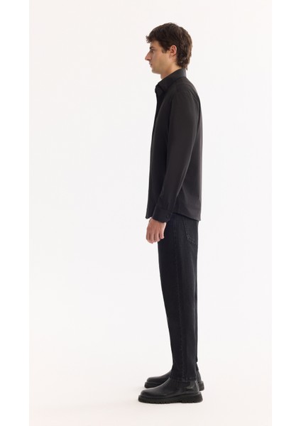 Erkek Siyah Düğmeli Yaka Hızlı Kuruyan Non-Iron Regular Fit Gömlek A52Y2107 modelleri