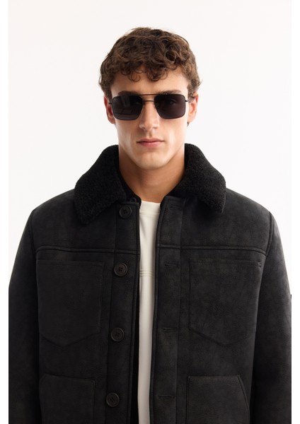 Erkek Siyah Kürklü Yaka Napa Comfort Fit Mont A52Y6057 fiyatları