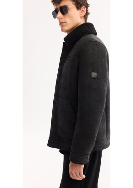 Erkek Siyah Kürklü Yaka Napa Comfort Fit Mont A52Y6057 indirimleri