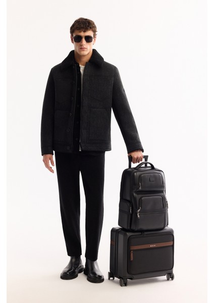 Erkek Siyah Kürklü Yaka Napa Comfort Fit Mont A52Y6057