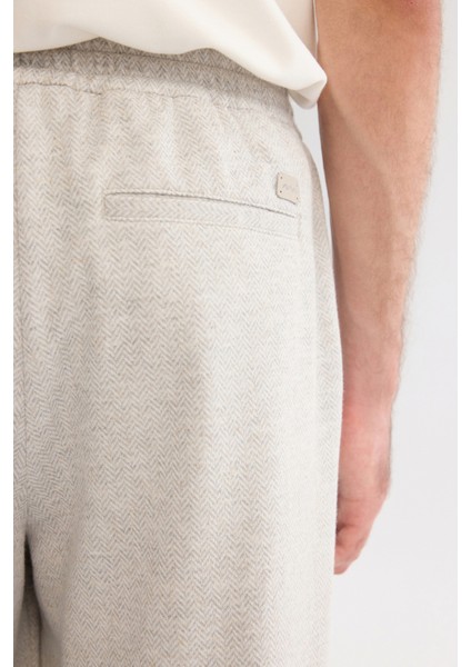 Erkek Gri Yanı Lastikli Balıksırtı Örme Bağcıklı Relaxed Fit Pantolon A42Y3016 indirimleri