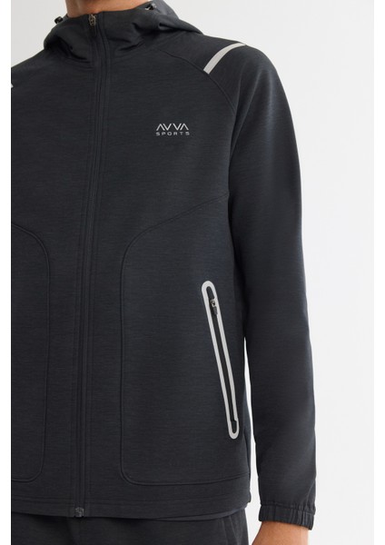 Erkek Siyah Kapüşonlu Fermuarlı Elastan Regular Fit Sweatshirt A42Y1353 modelleri