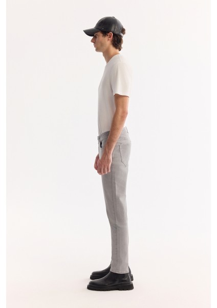 Erkek Gri Klasik Bel Parça Boya Pamuklu Yıkamalı Berlin Slim Fit Jean Pantolon A52Y3509