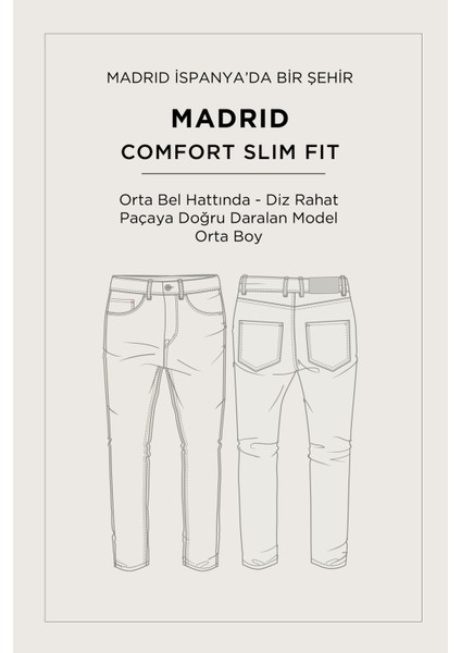Erkek Gri Klasik Bel Pamuklu Eskitme Yıkamalı Madrid Comfort Slim Fit Jean Pantolon A52Y3516 fiyatları