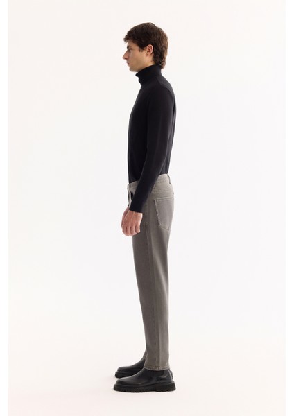 Erkek Gri Klasik Bel Pamuklu Eskitme Yıkamalı Madrid Comfort Slim Fit Jean Pantolon A52Y3516