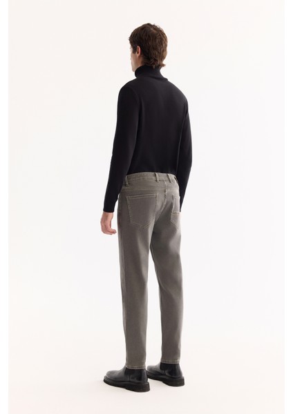 Erkek Gri Klasik Bel Pamuklu Eskitme Yıkamalı Madrid Comfort Slim Fit Jean Pantolon A52Y3516