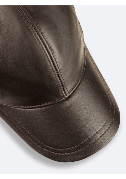 Erkek Kahverengi %100 Deri Spor Şapka A42Y9285 modelleri