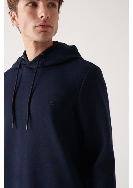 Erkek Lacivert Kapüşonlu Esnek Yumuşak Doku İnterlok Kumaş Regular Fit Sweatshirt B001101 fiyatları