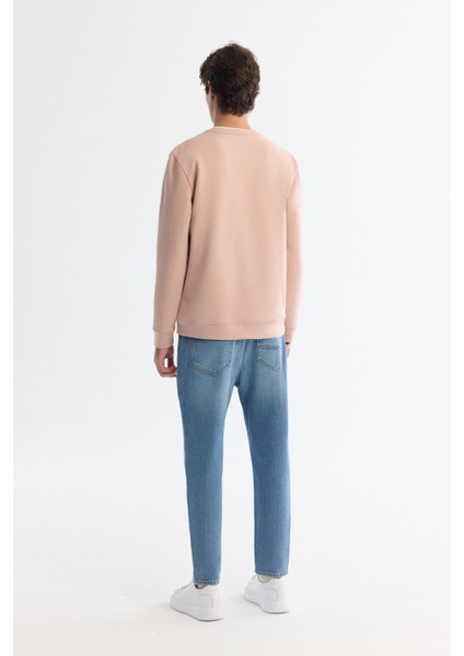 Erkek Pembe Bisiklet Yaka Pamuklu Baskılı Elastan Regular Fit Sweatshirt A42Y1221 fırsatları