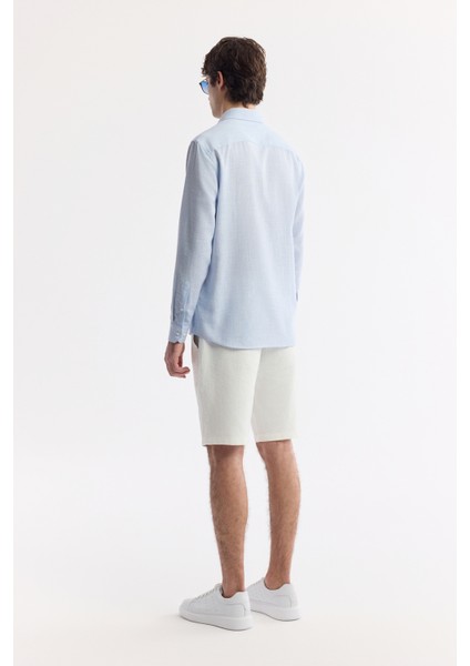Erkek Açık Mavi Düğmeli Yaka Kolay Ütülenir Pamuklu Regular Fit Gömlek A51Y2130 fırsatları