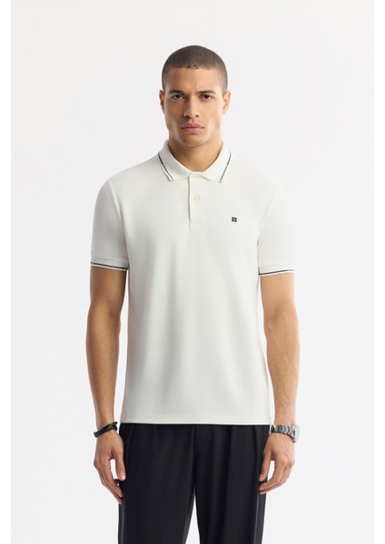 Erkek Ekru Polo Yaka Bi-Stretch Regular Fit T-Shirt A51Y1000
