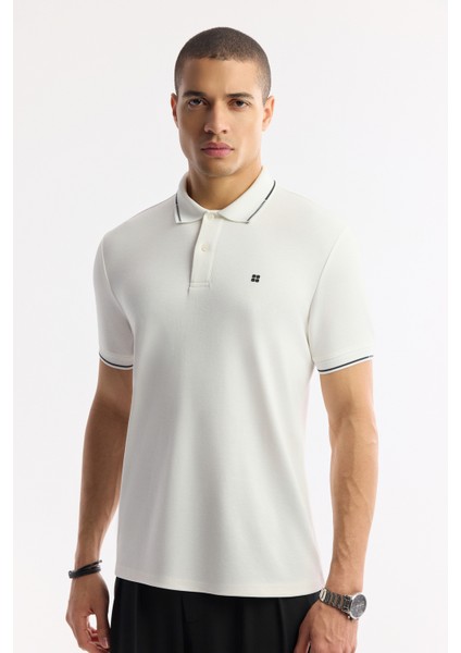 Erkek Ekru Polo Yaka Bi-Stretch Regular Fit T-Shirt A51Y1000