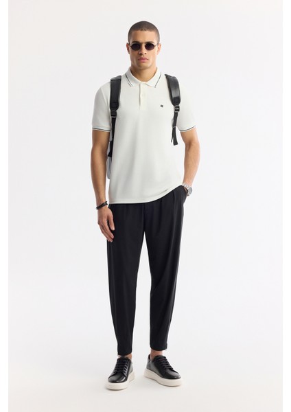 Erkek Ekru Polo Yaka Bi-Stretch Regular Fit T-Shirt A51Y1000