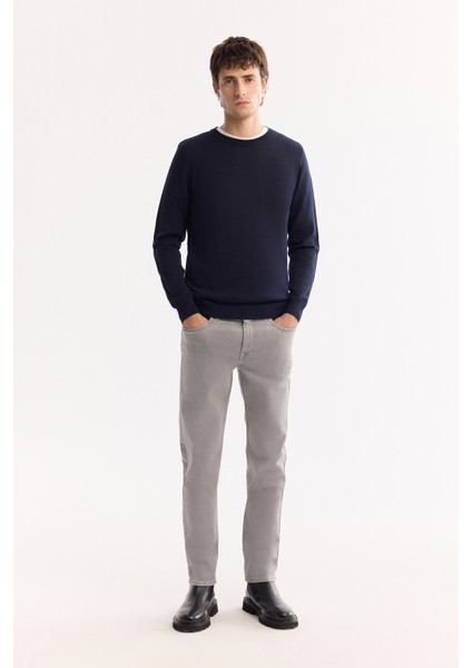 Erkek Lacivert Bisiklet Yaka Yün Karışımlı Triko Regular Fit Kazak B005013 indirimleri