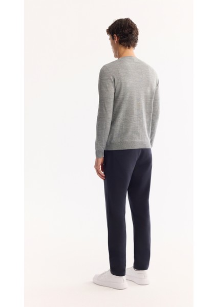 Erkek Gri Bisiklet Yaka Yün Karışımlı Triko Regular Fit Kazak B005013 fırsatları