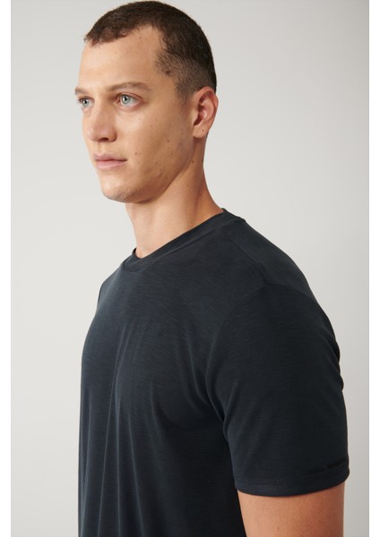 Erkek Antrasit Bisiklet Yaka Baskılı Soft Touch Regular Fit T-shirt A41y1032 fiyatları