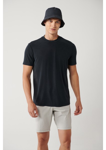 Erkek Antrasit Bisiklet Yaka Baskılı Soft Touch Regular Fit T-shirt A41y1032 modelleri