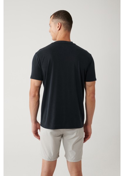 Erkek Antrasit Bisiklet Yaka Baskılı Soft Touch Regular Fit T-shirt A41y1032 fırsatları