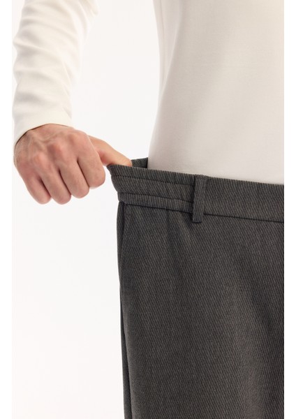 Erkek Antrasit Yanı Lastikli Viskon Karışımlı Slim Fit Pantolon A52Y3016