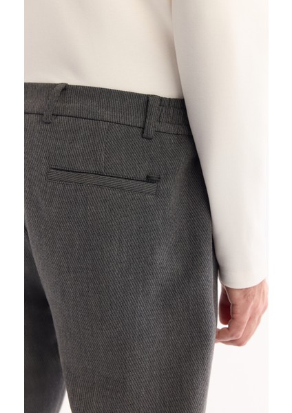 Erkek Antrasit Yanı Lastikli Viskon Karışımlı Slim Fit Pantolon A52Y3016