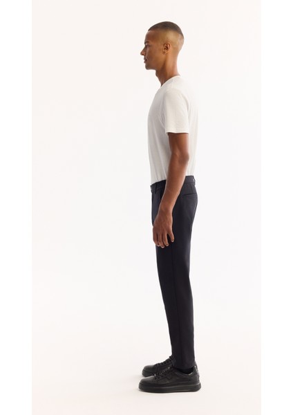 Erkek Siyah Yanı Lastikli Hızlı Kuruyan Kırışmayan Slim Fit Pantolon A52Y3077