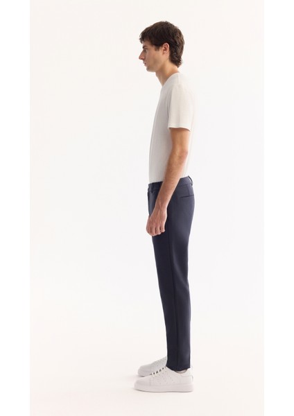 Erkek Lacivert Yanı Lastikli Hızlı Kuruyan Kırışmayan Slim Fit Pantolon A52Y3077 modelleri