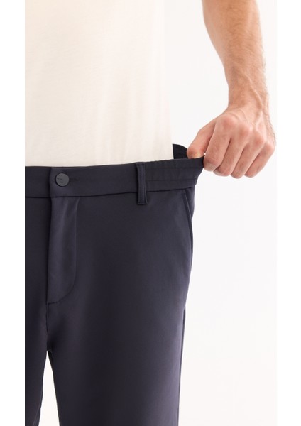 Erkek Lacivert Yanı Lastikli Hızlı Kuruyan Kırışmayan Slim Fit Pantolon A52Y3077 indirimleri