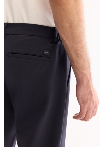 Erkek Lacivert Yanı Lastikli Hızlı Kuruyan Kırışmayan Slim Fit Pantolon A52Y3077