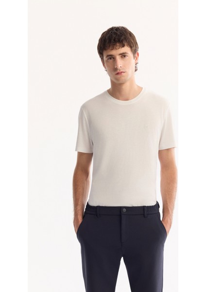 Erkek Lacivert Yanı Lastikli Hızlı Kuruyan Kırışmayan Slim Fit Pantolon A52Y3077